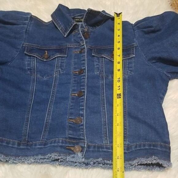 Denimland Tiger Rose Puff Shoulder Denim Jean Jacket - Picture 4 of 8